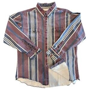 Wrangler Brushpopper Vintage Shirt Pearl Snap Stripe Mens  Sz 17 1/2-35 SZ XL US